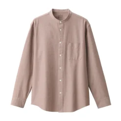 Sale Men's Washed Oxford Stand Collar Long Sleeve Shirt Shirts & Polos