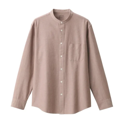 Sale Men's Washed Oxford Stand Collar Long Sleeve Shirt Shirts & Polos