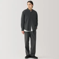 Sale Men's Washed Oxford Stand Collar Long Sleeve Shirt Shirts & Polos