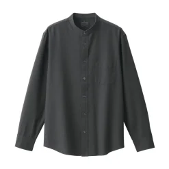 Sale Men's Washed Oxford Stand Collar Long Sleeve Shirt Shirts & Polos