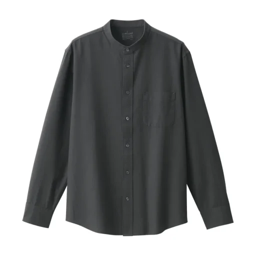 Sale Men's Washed Oxford Stand Collar Long Sleeve Shirt Shirts & Polos