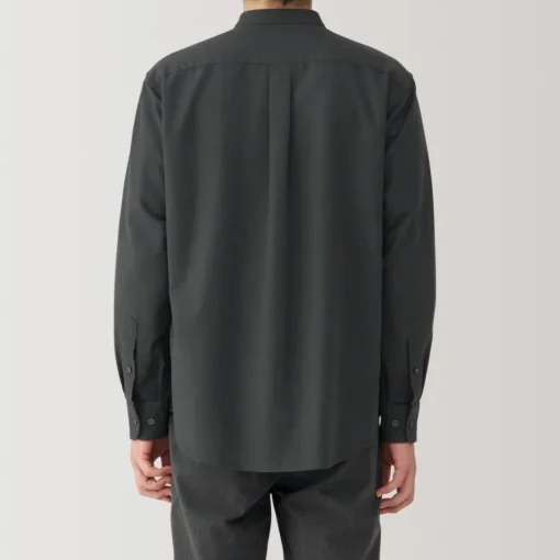 Sale Men's Washed Oxford Stand Collar Long Sleeve Shirt Shirts & Polos