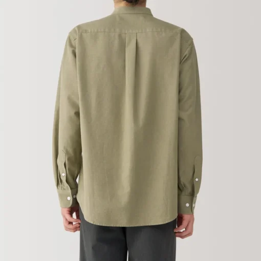 Sale Men's Washed Oxford Stand Collar Long Sleeve Shirt Shirts & Polos