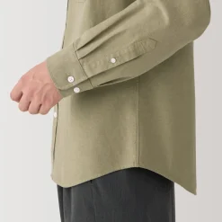 Sale Men's Washed Oxford Stand Collar Long Sleeve Shirt Shirts & Polos