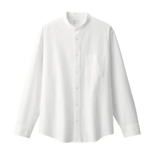 Sale Men's Washed Oxford Stand Collar Long Sleeve Shirt Shirts & Polos