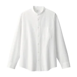 Outlet Men's Washed Oxford Stand Collar Long Sleeve Shirt Shirts & Polos