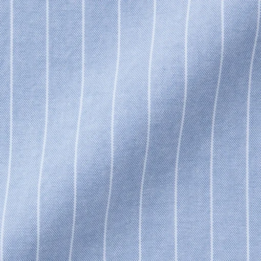 Online Men's Washed Oxford Stand Collar Long Sleeve Striped Shirt Shirts & Polos