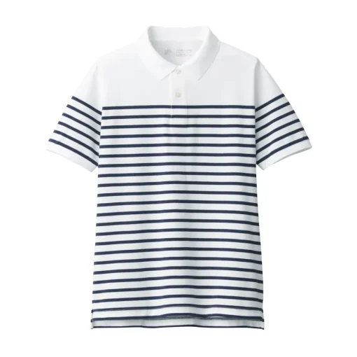 Hot Men's Washed Pique Polo Shirt Stripe Shirts & Polos