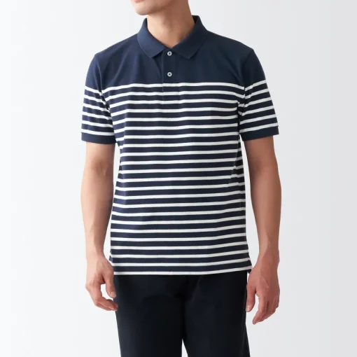 Hot Men's Washed Pique Polo Shirt Stripe Shirts & Polos