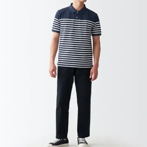 Hot Men's Washed Pique Polo Shirt Stripe Shirts & Polos