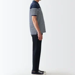 Hot Men's Washed Pique Polo Shirt Stripe Shirts & Polos