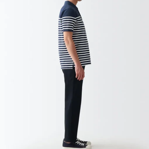 Hot Men's Washed Pique Polo Shirt Stripe Shirts & Polos