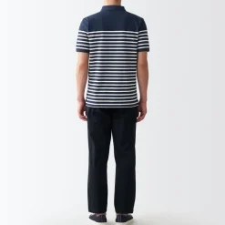 Hot Men's Washed Pique Polo Shirt Stripe Shirts & Polos