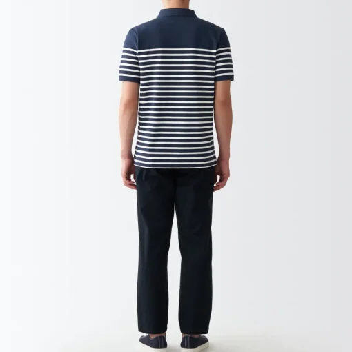 Hot Men's Washed Pique Polo Shirt Stripe Shirts & Polos