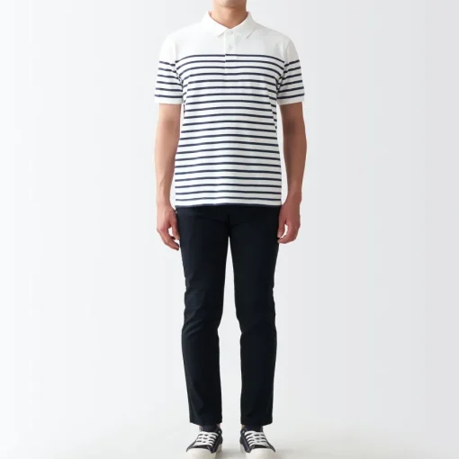 Hot Men's Washed Pique Polo Shirt Stripe Shirts & Polos