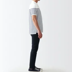 Hot Men's Washed Pique Polo Shirt Stripe Shirts & Polos