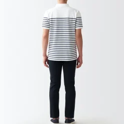 Hot Men's Washed Pique Polo Shirt Stripe Shirts & Polos
