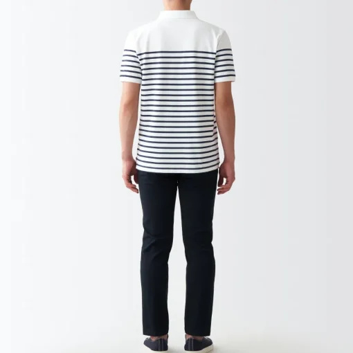 Hot Men's Washed Pique Polo Shirt Stripe Shirts & Polos