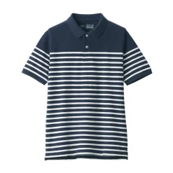 Hot Men's Washed Pique Polo Shirt Stripe Shirts & Polos
