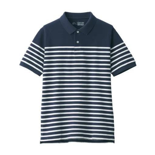 Hot Men's Washed Pique Polo Shirt Stripe Shirts & Polos