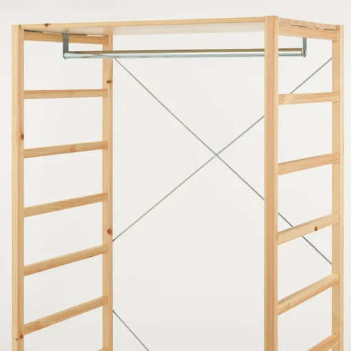 Sale Pine Shelf Unit - Hanging Rail - Wide Pine Shelving Units