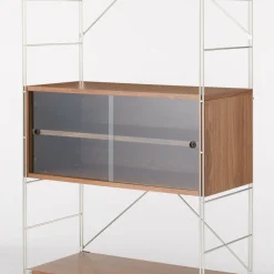 Outlet SUS Shelving Unit Box with Glass Door - Walnut Walnut Shelving Units