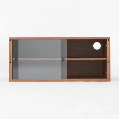 Outlet SUS Shelving Unit Box with Glass Door - Walnut Walnut Shelving Units