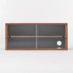 Outlet SUS Shelving Unit Box with Glass Door - Walnut Walnut Shelving Units
