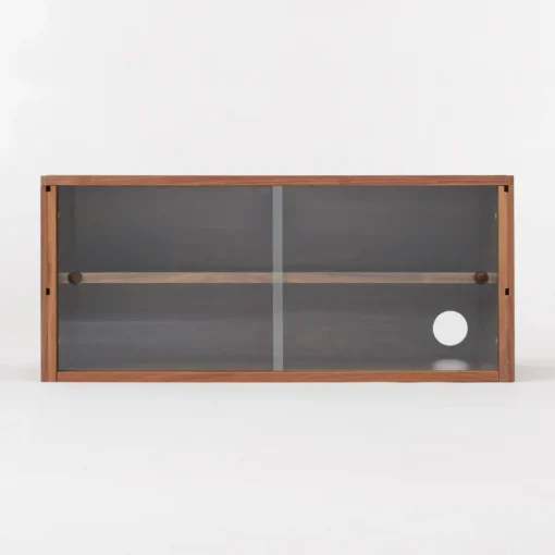 Outlet SUS Shelving Unit Box with Glass Door - Walnut Walnut Shelving Units