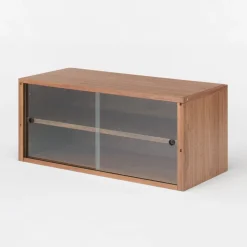 Outlet SUS Shelving Unit Box with Glass Door - Walnut Walnut Shelving Units