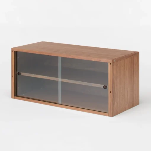 Outlet SUS Shelving Unit Box with Glass Door - Walnut Walnut Shelving Units