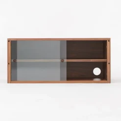 Outlet SUS Shelving Unit Box with Glass Door - Walnut Walnut Shelving Units