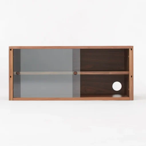 Outlet SUS Shelving Unit Box with Glass Door - Walnut Walnut Shelving Units