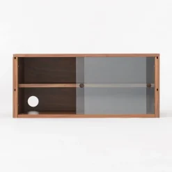 Outlet SUS Shelving Unit Box with Glass Door - Walnut Walnut Shelving Units