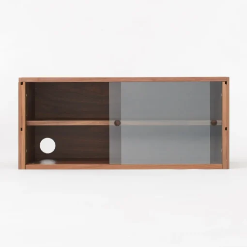 Outlet SUS Shelving Unit Box with Glass Door - Walnut Walnut Shelving Units
