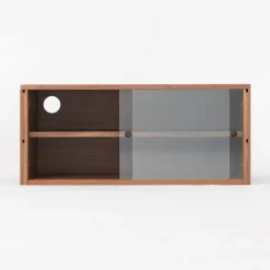 Outlet SUS Shelving Unit Box with Glass Door - Walnut Walnut Shelving Units