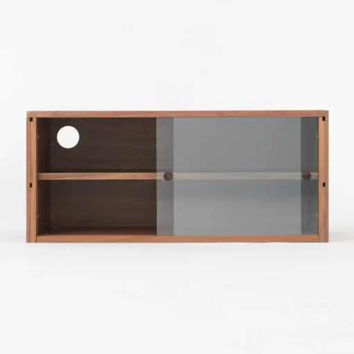 Outlet SUS Shelving Unit Box with Glass Door - Walnut Walnut Shelving Units