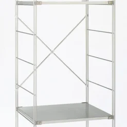 Outlet SUS Shelving Unit Cross Bar - Stainless Steel / Oak Stainless Steel Shelving Units|Oak Wood Shelving Units