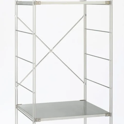 Outlet SUS Shelving Unit Cross Bar - Stainless Steel / Oak Stainless Steel Shelving Units|Oak Wood Shelving Units