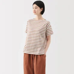 Hot Women's Boat Neck Short Sleeve Striped T-Shirt Women T-Shirts