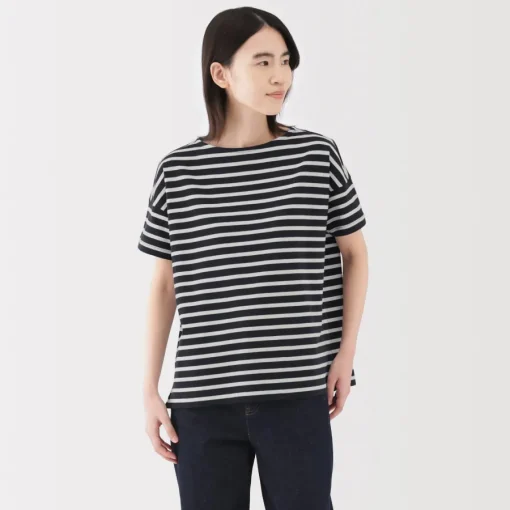 Hot Women's Boat Neck Short Sleeve Striped T-Shirt Women T-Shirts