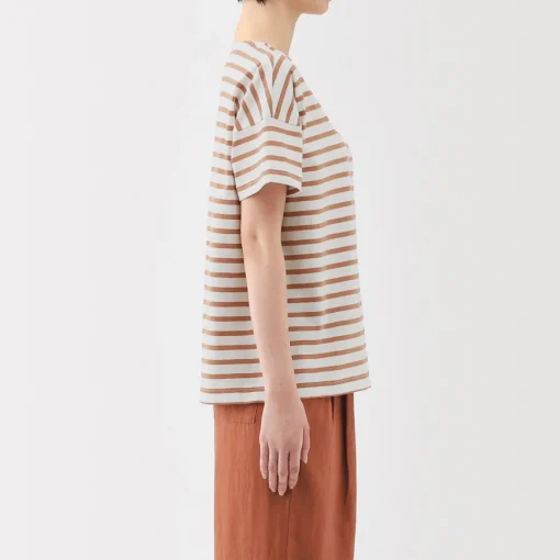 Hot Women's Boat Neck Short Sleeve Striped T-Shirt Women T-Shirts