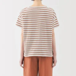 Hot Women's Boat Neck Short Sleeve Striped T-Shirt Women T-Shirts