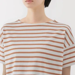 Hot Women's Boat Neck Short Sleeve Striped T-Shirt Women T-Shirts