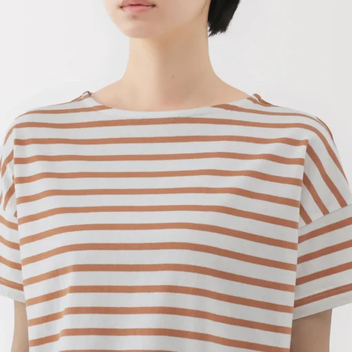 Hot Women's Boat Neck Short Sleeve Striped T-Shirt Women T-Shirts