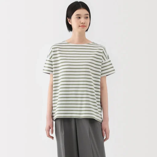 Hot Women's Boat Neck Short Sleeve Striped T-Shirt Women T-Shirts
