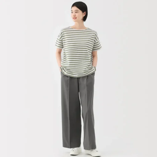 Hot Women's Boat Neck Short Sleeve Striped T-Shirt Women T-Shirts