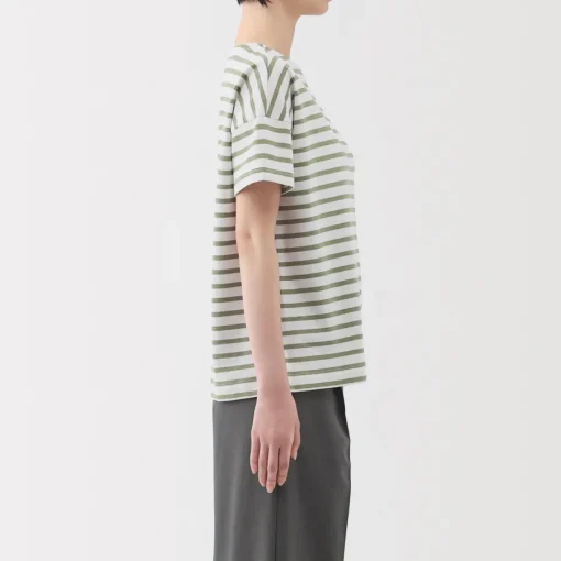 Hot Women's Boat Neck Short Sleeve Striped T-Shirt Women T-Shirts