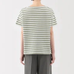 Hot Women's Boat Neck Short Sleeve Striped T-Shirt Women T-Shirts