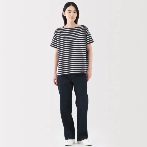 Hot Women's Boat Neck Short Sleeve Striped T-Shirt Women T-Shirts
